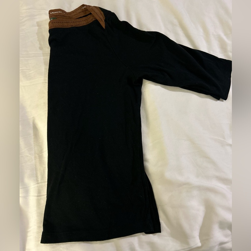 Lauren Ralph Lauren Black & Brown Lace 3/4 Sleeve Blouse Top size 1X - Picture 8 of 9